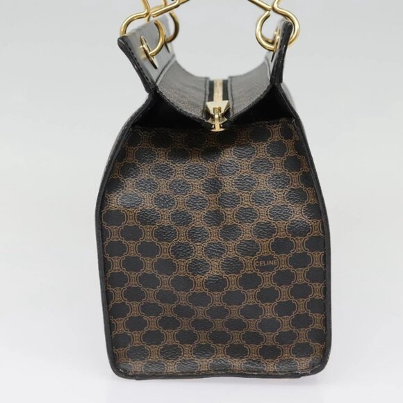 CELINE Macadam Canvas Hand Bag PVC Leather Black Gold - Picture 5 of 15